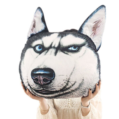 

3D Printed Throw Pillow Lifelike Animal Funny Emoji Dog Head Decorative