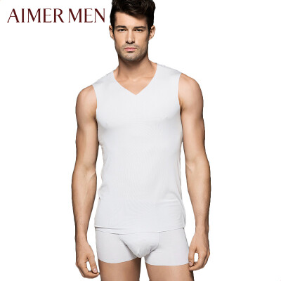 

Ai Mu Mr underwear modal seamless V-neck wide shoulder Slim bottoming mens hurd vest NS11S31 white 185XL