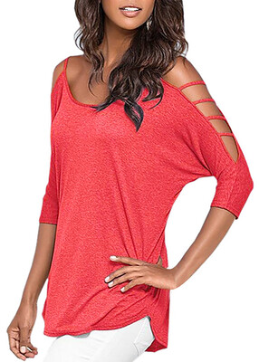 

Mooncolour Women's Hollow Out Casual Loose Solid Blouse Tops