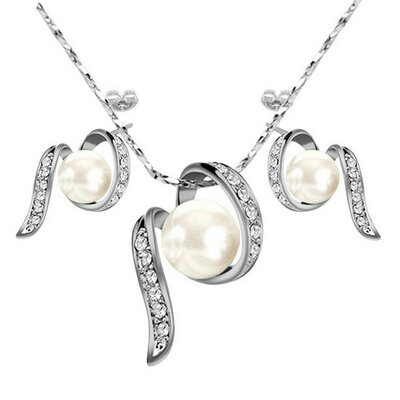 

Yoursfs® 18K Rose Gold Plated Chinoiserie Pearl Bow Tie Necklace and Earring Bridal Jewelry Set