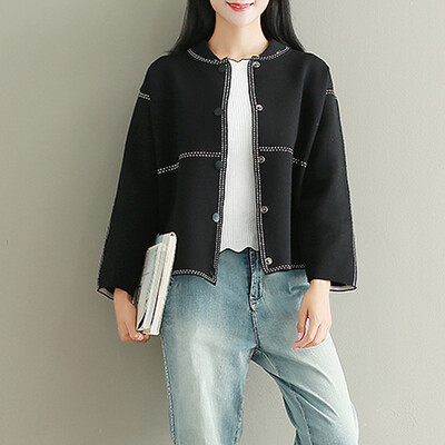 

City plus CITYPLUS 2017 autumn&winter new women&39s clothing wild sweater coat loose loose knit cardigan jacket CWWT179377 brown all