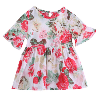 

Lovely Baby Kids Girls Casual Princess Floral Flounced Sleeved Tops Blouse Dress