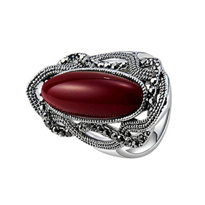 

Yoursfs Antique Geometry Wine Red Ring Big Stone Gold Plated Art Deco Style Women Fashion Jewelry