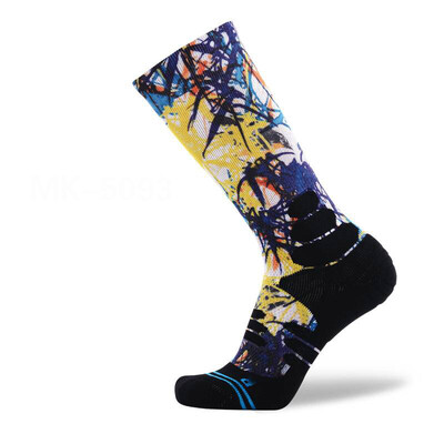 

MEIKAN Men Printed Sport Socks Basketball Cycling Road Socks Compression Ankle Sokken Calcetines Ciclismo Hombre Basketball Sock