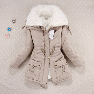 

New sweet little fresh candy color waist belt cotton coat large lapel cotton jacket women