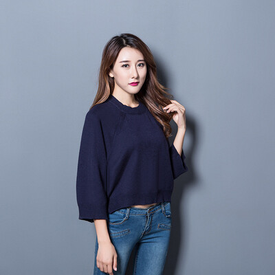 

2017 autumn and winter new section of large size sweater sweater loose bat sleeves sweater sweater
