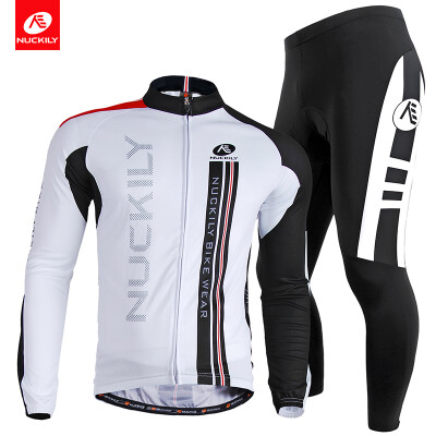 

NUCKILY Mens SpringAutumn sports apparel simple design long sleeve bicycle jersey&tight set