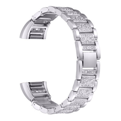 

ECSEM Bling Stainless Steel Strap for Fitbit Charge 2 Smart Watch Replacement Wristbands with Push Button Fold-Over Clasp