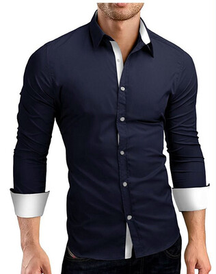 

Men Shirt Brand 2017 Male High Quality Long Sleeve Shirts Casual Hit Color Slim Fit Black Man Dress Shirts 4XL C936