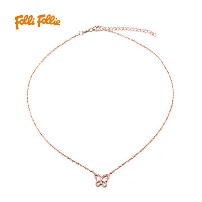 

Folli Follie Ms Fuli Li SILVER BUTTERFLY series rose gold butterfly necklace 3N16S040RC