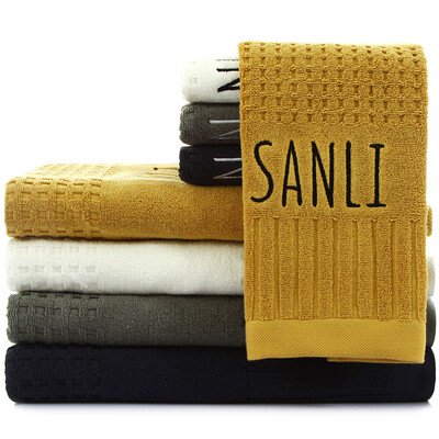 

Sanli cotton embossed patterns embroidered words big bath towel 1 70 × 140cm men&women with soft&comfortable absorbent wrap towel 400 g orange