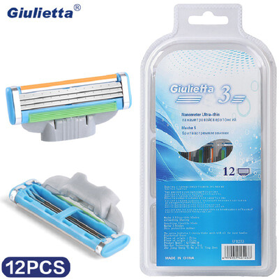 

Giulietta Razor Blade 12 pcs Lot High Quality Shaving Razor For Men Stainless Steel Material Standard 3 Layer GF1233
