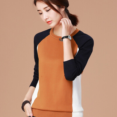 

City plus CIYPLUS 2017 winter new women&39s loose sweater hit color casual wild long-sleeved sweater CWYC179176 brown M