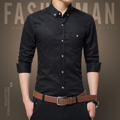 

Fall Business Casual Long Sleeve Shirt Young Men New Slim Shirt as gift for men's