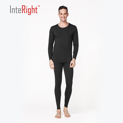 

INTERIGHT autumn&winter clothing Qiuqi men base round neck thermal underwear suit black L