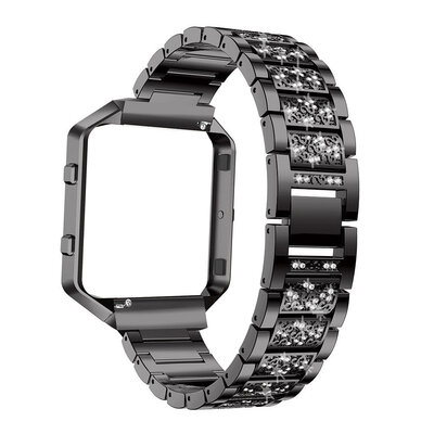

ECSEM Crystal Stainless Steel Watch Straps with Metal Frame For Fitbit Blaze Bands Adjustable Replacement Bling Bracelet