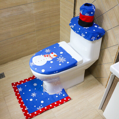 

2 Style Embroidery Snowman Toilet Seats Non-slip Mat Christmas Decoration Cloth Material House Hold Products Festivals Party