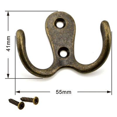 

5 Pcs Bronze Tone Vintage Style Wall Mounted Double Hook Hangers for Hanging Towel Clothes Scarf Bags