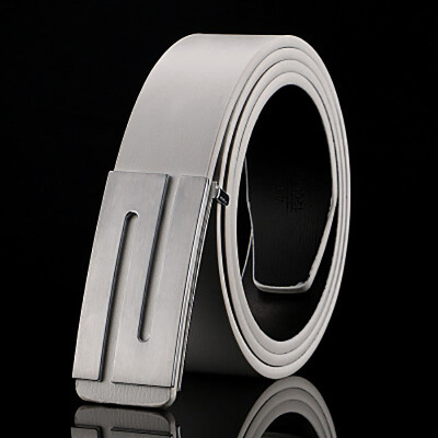 

Smooth buckle belt men leather buckle belt ladies fashion wild Korean belt