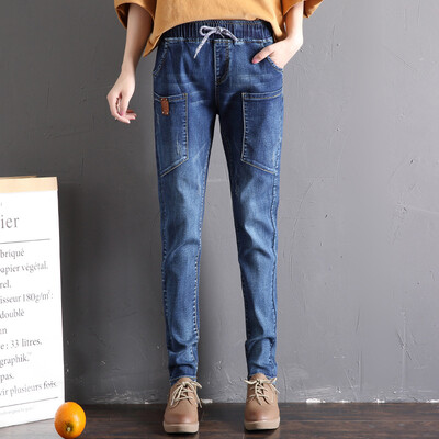 

City plus CITYPLUS 2017 autumn&winter new women&39s literature elastic band with harem pants loose big bag wild jeans CWKN179452 light blue 27