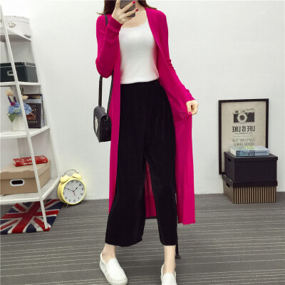 

2017 sweater women long paragraph ice silk thin section sweater coat shawl outside the open cardigan sunscreen air conditioning sh