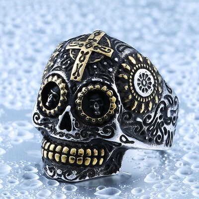 

Men's Gothic Carving Ring Man Stainless Steel High Quality Detail Biker Skull Jewelry For Boy The Lord Of Ring