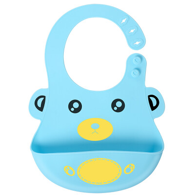 

Babyruler soft silicone bib baby three-dimensional waterproof rice bowl large baby feeding bib CB6006 light blue bear water towel