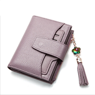 

New multi - card wallet women fashion tassel lady short paragraph wallet card leather wallet lady