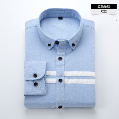 

Business Casual Men Long Sleeve Shirt Spring Autumn Silm Fit Cotton Stitching Solid Color Oxford Textile