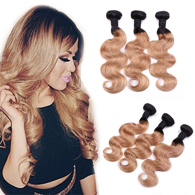 

8A Ombre Virgin Hair Brazilian Body Wave 1B/27 Ombre Brazilian Hair Weave 3 Bundles Ombre Human Hair Extensions(12inch-24inch)