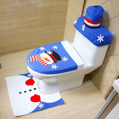 

2 Style Embroidery Snowman Toilet Seats Non-slip Mat Christmas Decoration Cloth Material House Hold Products Festivals Party