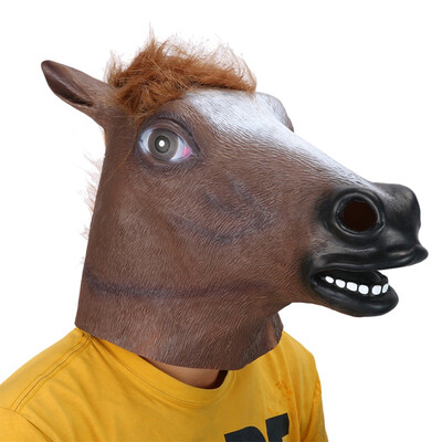 

Full Head Mask Horse Head Mask Creepy Fur Mane Latex Realistic Crazy Rubber Super Creepy Party Halloween Costume Animal Mask