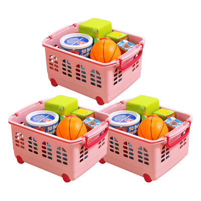 

Alice IRIS environmental plastic storage storage box storage box children color bottom pulley finishing basket KC-540 powder 3 Pack