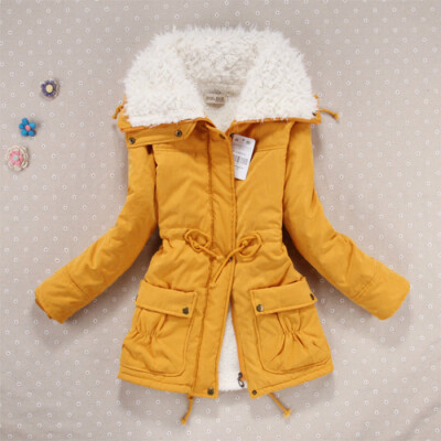 

New sweet little fresh candy color waist belt cotton coat large lapel cotton jacket women