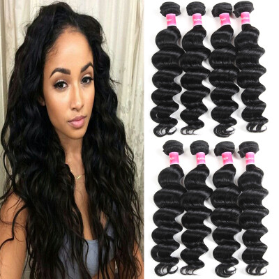 

Fine Plus Brazilian Virgin Hair Loose Wave 4 Bundles 100% Unprocessed Virgin Human Hair Weave Silky Hair Extension Natural color