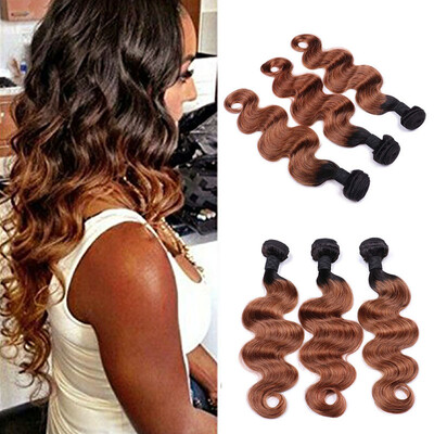 

Brazilian Body Wave Ombre Hair 4 Bundles 100 Human Hair Weave 1B30 Color 2 Tone Virgin Hair Weave Can Be Curly&Dyed