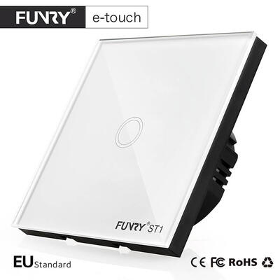 

FUNRY ST1 EU Standard 1Gang Smart Remote Control / Сенсорный радио Выключатель света Кратковременное кнопочный Luxury закаленное стекло 433MHz