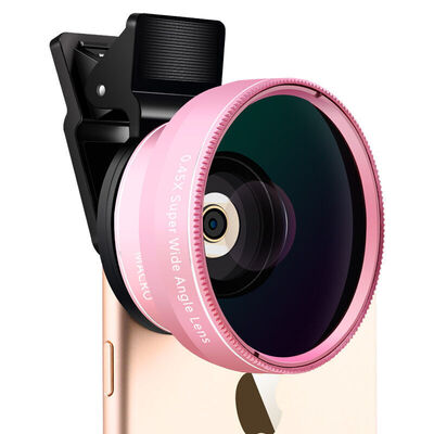 

ESCASE Mobile Lens 12X Macro 045X Wide Angle HD Lens Kit for Huawei Apple Millet Samsung Mobile Phones&Tablets General JD-08 Rose Gold