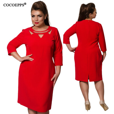 

COCOEPPS 2017 Plus Size Brand Dresses Autumn Sexy Hollow Out Fashion Dress 5XL 6XL Blue Red Evening Bodycon Winter Vestidos