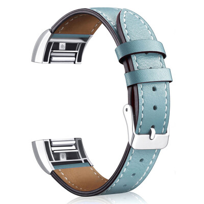 

ECSEM Genuine Leather Watch Bands for Fitbit Charge 2 Fitness Wristband 12 Colors Replacement Strap with Metal Buckle
