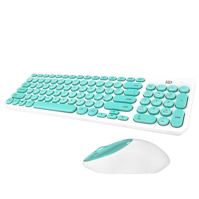 

Fude ik6630 wireless mute keyboard&mouse set personality round chocolate keyboard feel comfortable games office home notebook desktop computer white green