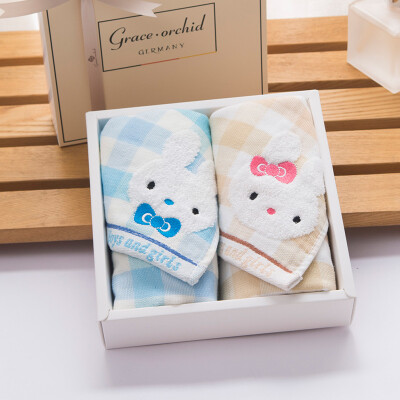 

Puriya Lan (grace · orchid) Towel bath towel bunny soft skin-friendly cotton towel two blue + brown