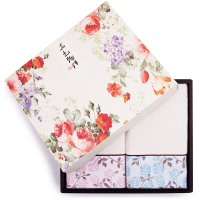 

【Jingdong Supermarket】 Sanli pure cotton satin fabric rose pattern towel senior gift gift box double-loaded handbag pattern year-II