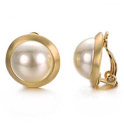 

Yoursfs Clip earring Ivory pearl Round Earrings no Pierced Clip on Earrings for girl…