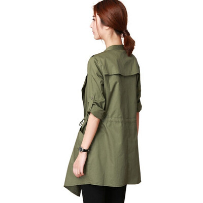 

2017 autumn new large size women loose casual windbreaker women long suit suit jacket thin