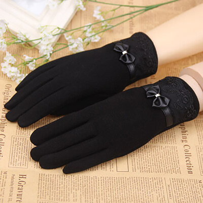 

Warm ladies gloves lovely spring autumn cotton gloves plus velvet thick riding hooded fashion winter touch screen gloves