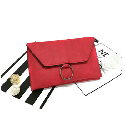 

2017 new Korean version of the metal ring double envelopes package ladies mobile phone purse hand holding shoulder Messenger bag