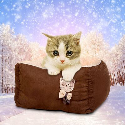 

Huayu pet hoopet cat nest detachable winter thickened kennel pet nest kitten house dark green mat