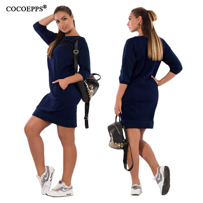 

COCOEPPS Patchwork Women Dress Big Size Casual Women Dress 2017 Plus Size Women Clothing Elegant Office Dress Blue  Vestidos