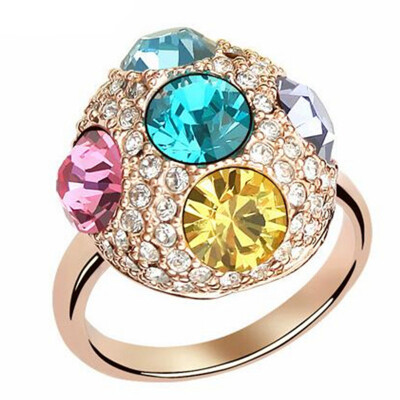 

Austrian Crystals Ring Rose Gold Color Engagement Rings for Women Wedding Trendy Jewelry Mushroom Shape 4166